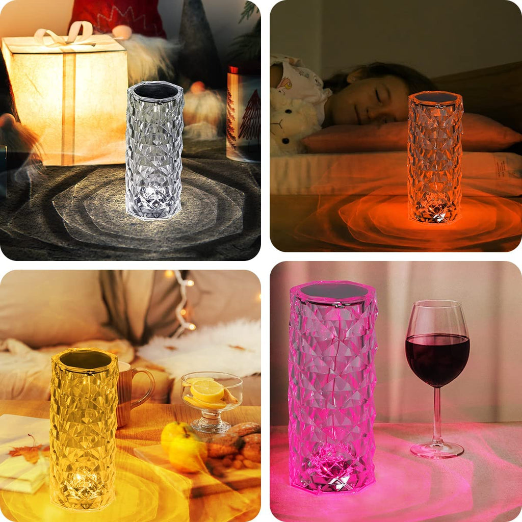 Crystal Rose Diamond Lamp – 16 Colors+Lamp with Remote & USB Charging
