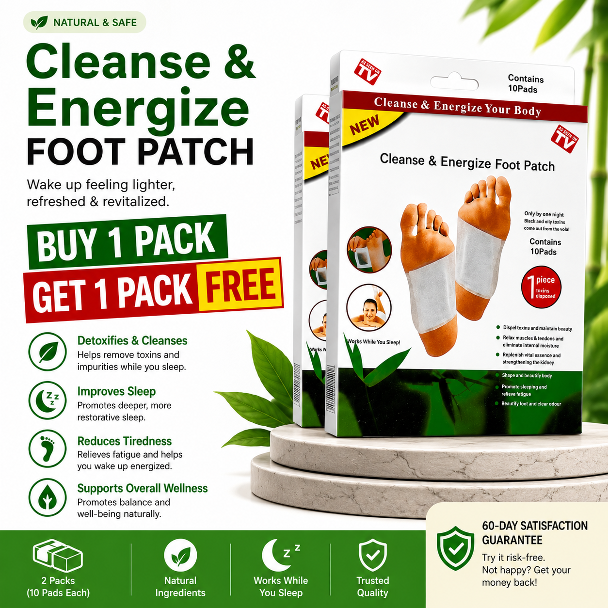 Bee Venom Lymphatic Drainage & Slimming Foot Patches - Buy 1 Get 1 Free