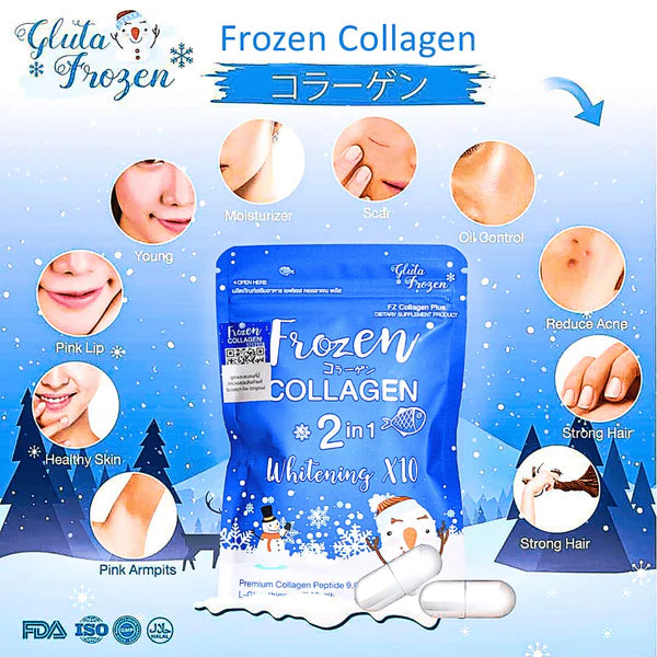 Frozen Collagen Plus+ 2 in 1 Whitening x10 (60 Caps) for Brightening and Tightening Your Skin