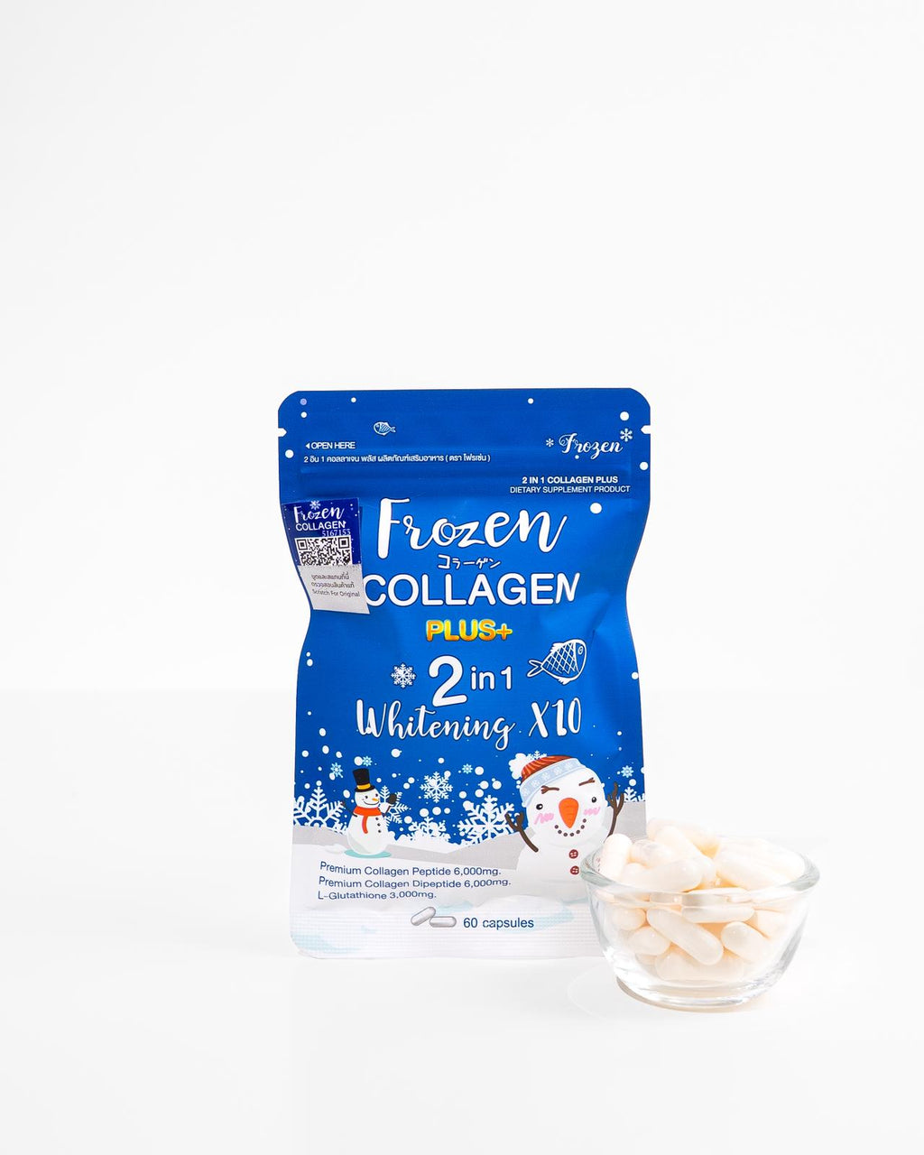 Frozen Collagen Plus+ 2 in 1 Whitening x10 (60 Caps) for Brightening and Tightening Your Skin